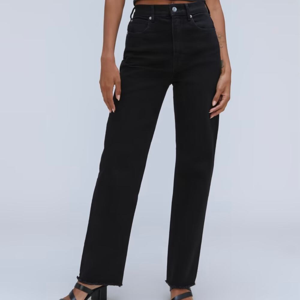 Everlane The Way High Straight Leg Jeans Women's 24 Long Black